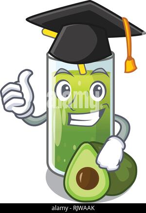 Graduation avocado smoothie on wooden cartoon table Stock Vector