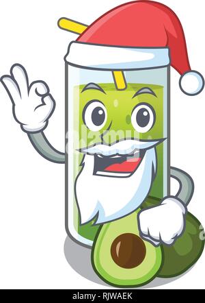 Santa avocado smoothies in the cartoon shape Stock Vector