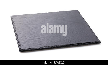 Black food slate stand isolated on white background Stock Photo