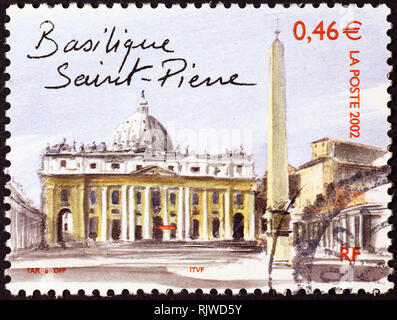 Basilica St.Peter in Rome on postage stamp Stock Photo