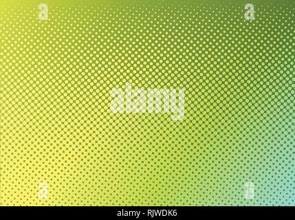 Bright green with yellow dotted halftone. faded dotted gradient. Abstract vibrant color texture. Modern pop art design template. Vector illustration Stock Vector