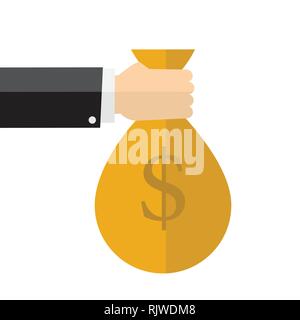 Businessmen holding money bag, for payment banking, business and finance concept, flat vector illustration-Vector Illustration Stock Vector