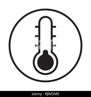 Thermometer Icon in circle line, isolated on white background. Vector iconic Illustration Stock Vector