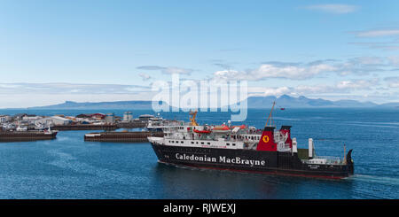 Caledonian MacBrayne ferry approaching Mallaig Stock Photo
