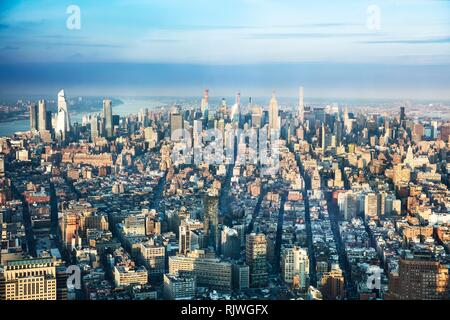 Aerial View Of New York City Skyline With Urban Sky Scrapers Stock Photo