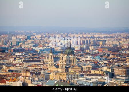 BUDAPEST / HUNGARY - FEBRUARY 02, 2012: Panorama of the city, shot taken during winter sunny day Stock Photo