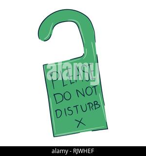 Please do not disturb sign, isolated on white background for travel, hotel and resort concept, hand drawn style. Vector Illustration Stock Vector