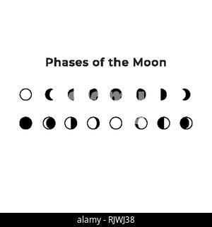 Phases of the Moon illustration. Earth satellite icons Stock Vector