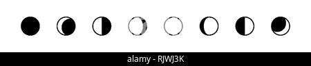 Phases of the Moon illustration. Earth satellite icons Stock Vector