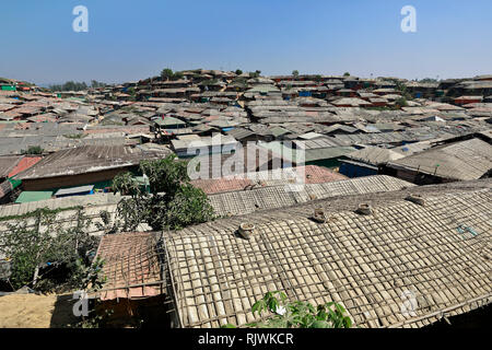 Cox’s bazar, Bangladesh - February 02, 2019: General view of Balukhali Rohingya Refugee camp at Ukhiya in Cox’s bazar, Bangladesh. Stock Photo