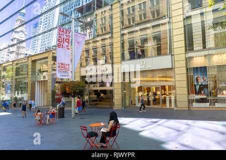 City of Sydney banners in Martin Place for 2019 Chinese year of the pig,Sydney city centre,Australia Stock Photo