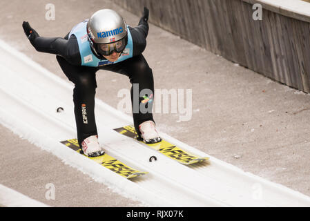 Ljubno, Slovenia. 07th Feb, 2019. Silje Opseth of Norway competes on qualification day of the FIS Ski Jumping World Cup Ladies Ljubno on February 7, 2019 in Ljubno, Slovenia. Credit: Rok Rakun/Pacific Press/Alamy Live News Stock Photo