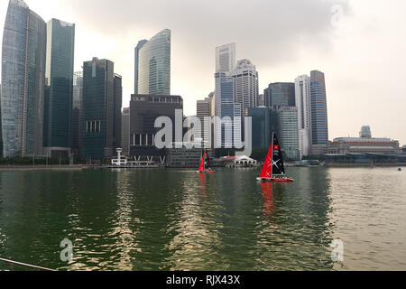 SINGAPORE - NOVEMBER 08, 2015: view of Singapore downtown. Singapore, officially the Republic of Singapore, and often referred to as the Lion City, th Stock Photo