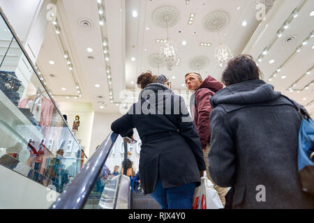 NEW YORK - MARCH 19, 2016: inside of Forever 21 in New-York. Forever 21 is an American chain of fast fashion retailers with its headquarters in Los An Stock Photo