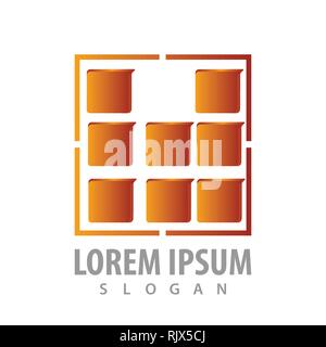 Digital square brown logo concept design. Symbol graphic template element Stock Vector