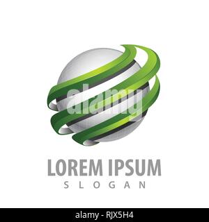 Green rotate sphere logo concept design. Symbol graphic template element Stock Vector