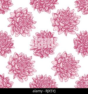 Seamless pattern with hand drawn pastel aster Stock Vector