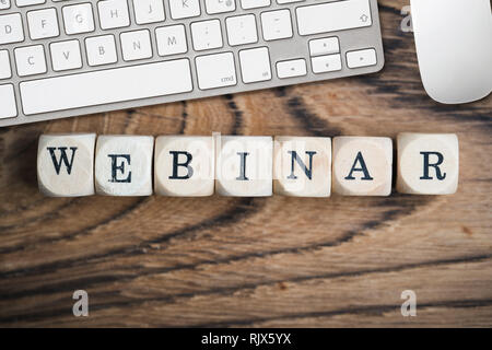 cubes with word "webinar" on wooden background Stock Photo