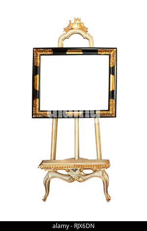 Floor easel with empty frame isolated included clipping path Stock Photo