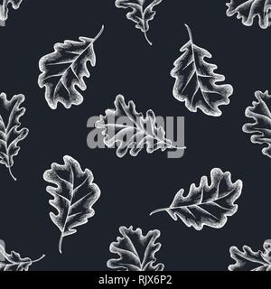 Seamless pattern with hand drawn chalk acorn Stock Vector