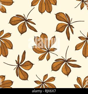 Seamless pattern with hand drawn colored buckeye Stock Vector