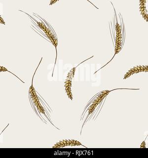 Seamless pattern with hand drawn colored rye Stock Vector