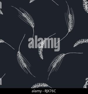 Seamless pattern with hand drawn chalk rye Stock Vector