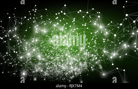 Abstract polygonal blue background with connecting dots and lines. 3d rendering Stock Photo