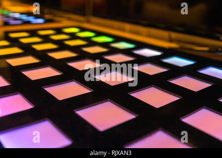 Different coloured squares , glowing lights, technology Stock Photo