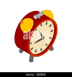 Alarm clock isolated. Old table clock isometric style Stock Vector