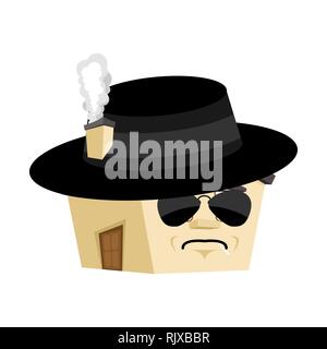 House Spy isolated. Secret agent Home Cartoon Style. Building in Hat Vector Stock Vector