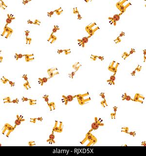 Seamless pattern of giraffe. Vector illustration in cartoon style. Stock Vector