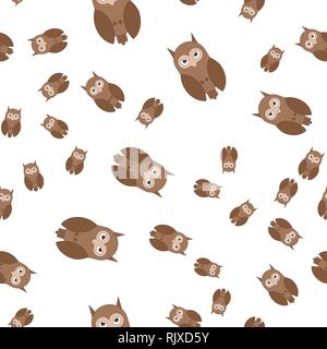 Seamless pattern made of owls. Vector illustration in cartoon style. Stock Vector