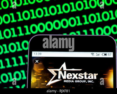 Nexstar Media Group Television broadcasting company  logo seen displayed on smart phone Stock Photo