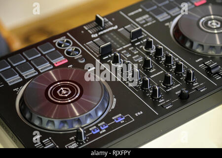 DJ pult / Remote control light in the concert hall Stock Photo