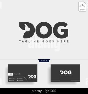 letter D dog pet animal line art style logo template vector icon element isolated Stock Vector