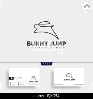 rabbit or bunny jump animal line art style logo template vector icon element isolated Stock Vector