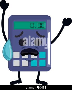 cute calculator math kawaii character Stock Vector