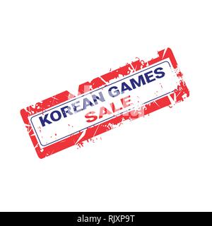 Korean Games Sale Grunge Sticker Isolated Template Stamp On White Background With South Korea Flag Stock Vector