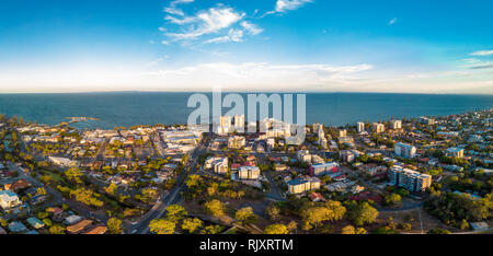 Aerial view of Suttons Beach area and jetty, Redcliffe, Queensland, Australia Stock Photo