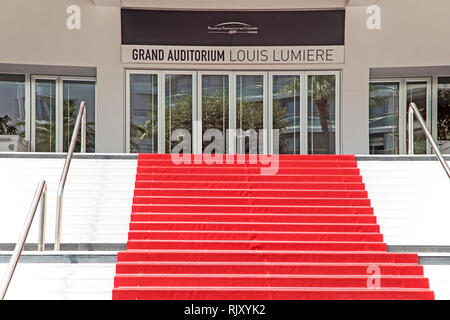 Cannes, France - July 05: Red carpet staircase of The Grand Auditorium on July 05.2015. in Cannes, France Stock Photo