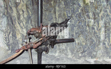 Old tools for underground Mine Drilling Activity Stock Photo