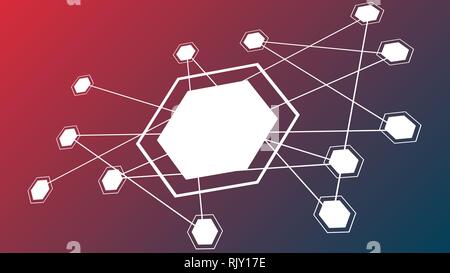 Hexagon design style, vector line connections copy space Stock Vector