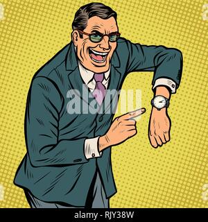 happy face late points to watch Stock Vector