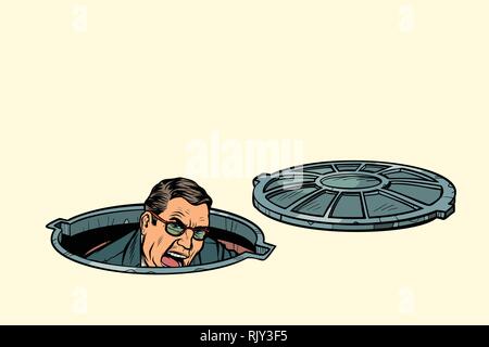 angry face. man in the sewers Stock Vector