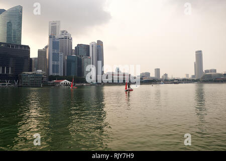 SINGAPORE - NOVEMBER 08, 2015: view of Singapore downtown. Singapore, officially the Republic of Singapore, and often referred to as the Lion City, th Stock Photo