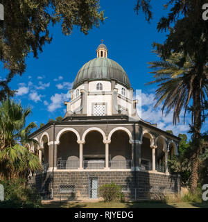 Church on the Mount of Beatitudes near Lake Kinneret, Israel Stock Photo