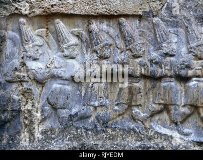 Hittite relief sculptures of Gods at the Yazilikaya Sancutary [ i.e ...