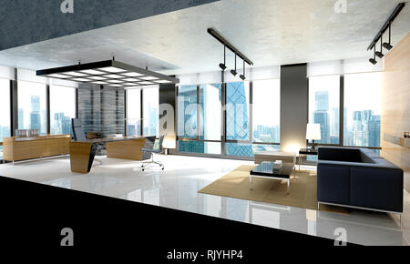 3d render modern office interior Stock Photo