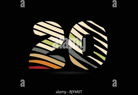 design of number 20 with lines stripe as a logo for a company or ...